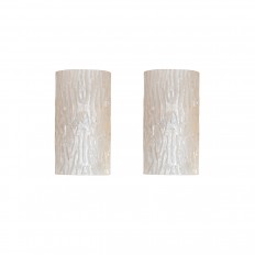 Pair of frosted demilune Murano glass sconces